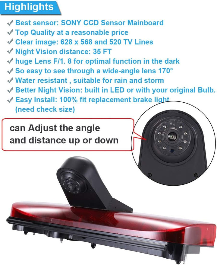 Auto Bremsleuchte Rückfahrkamera Van Transporter Bremslicht für Ford Transit Connect 2014-2017 Van B