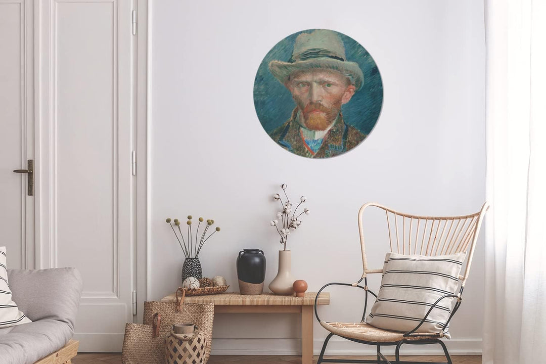 MuchoWow Wandbild Rund Wanddeko Deko Wohnzimmer Bilder 60x60 cm Selbstporträt 1887 - Gemälde von Vin
