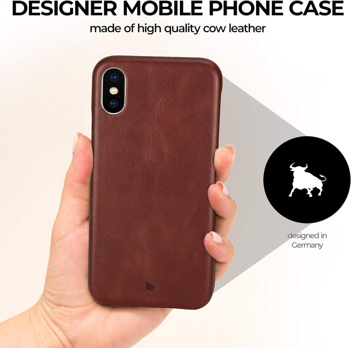 BULLAZO Menor Classic Lederhülle für iPhone X XS, Braun, braun
