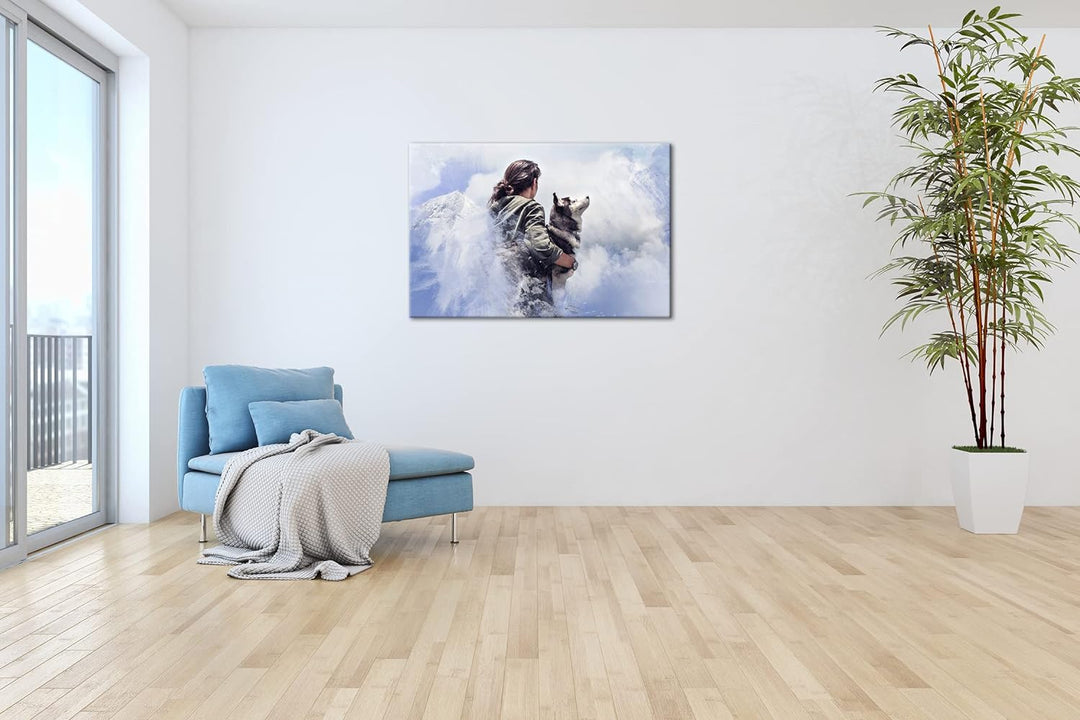 deyoli edler Husky Format: 80x60 als Leinwand, Motiv fertig gerahmt auf Echtholzrahmen, Hochwertiger