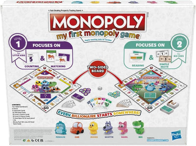Mein erstes Monopoly-Spiel, Brettspiel für Kinder ab 4 Jahren, 2-seitiges Spielbrett, spielerisches