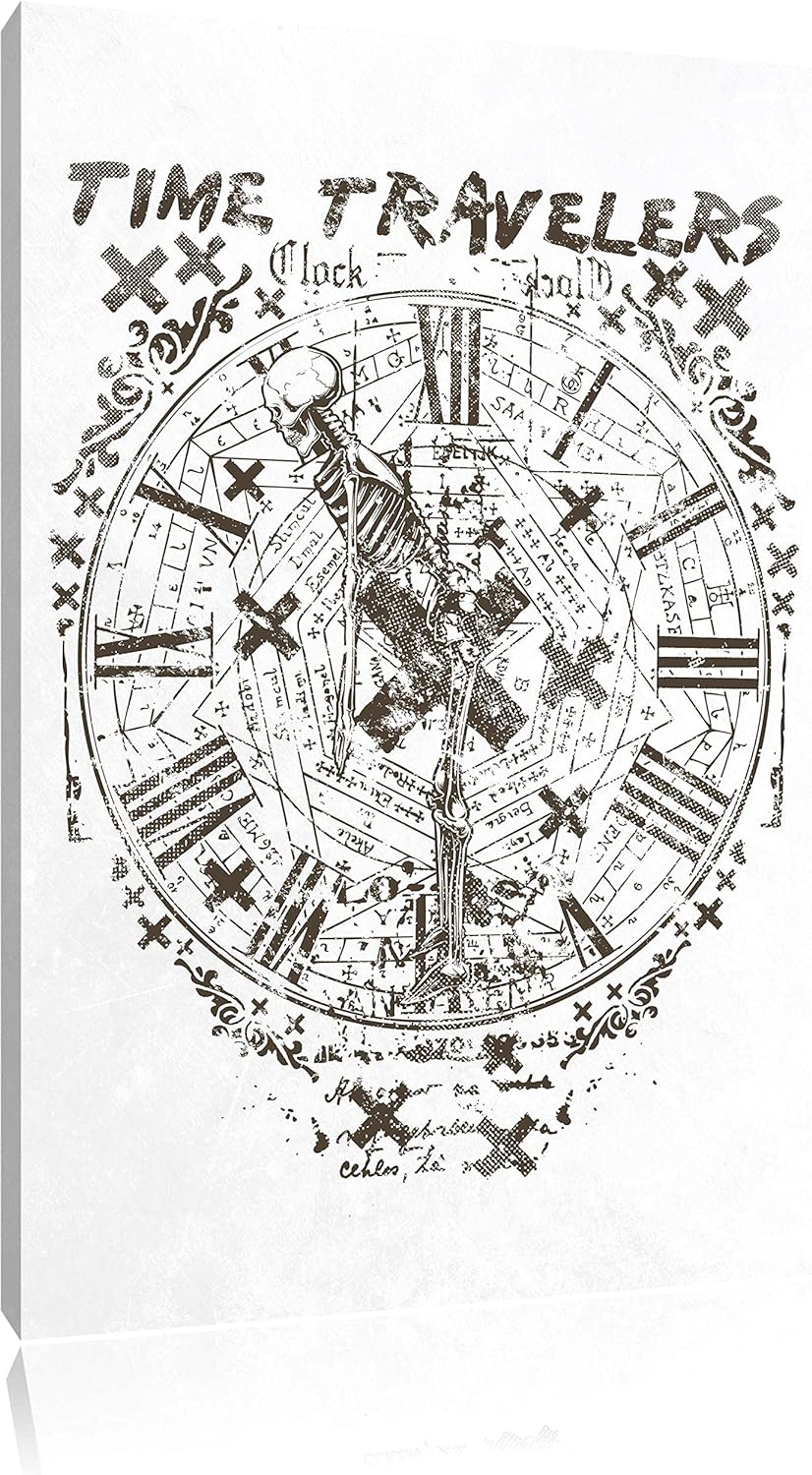 Pixxprint Time Travelers White Bild auf Leinwand, XXL riesige Bilder fertig gerahmt mit Keilrahmen,