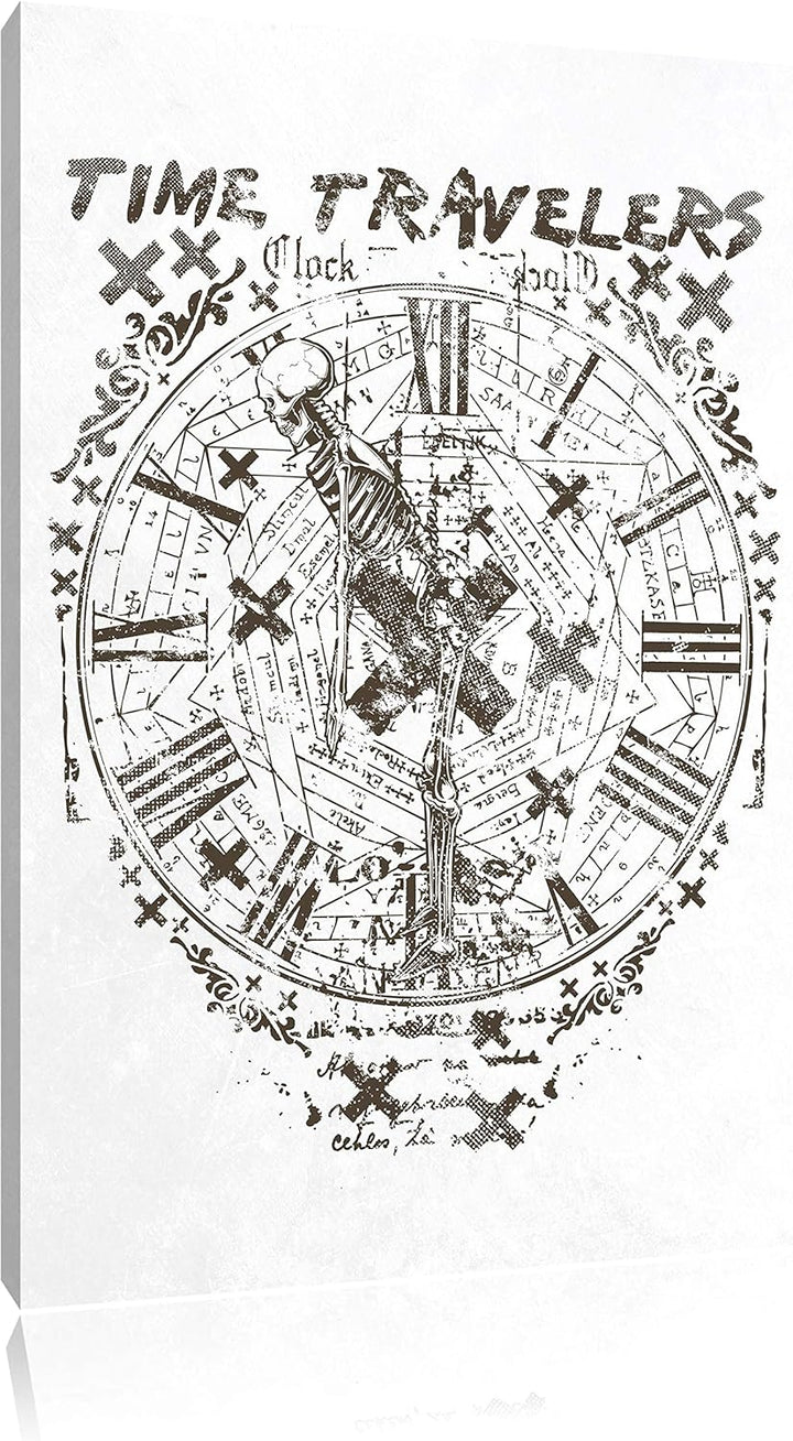 Pixxprint Time Travelers White Bild auf Leinwand, XXL riesige Bilder fertig gerahmt mit Keilrahmen,