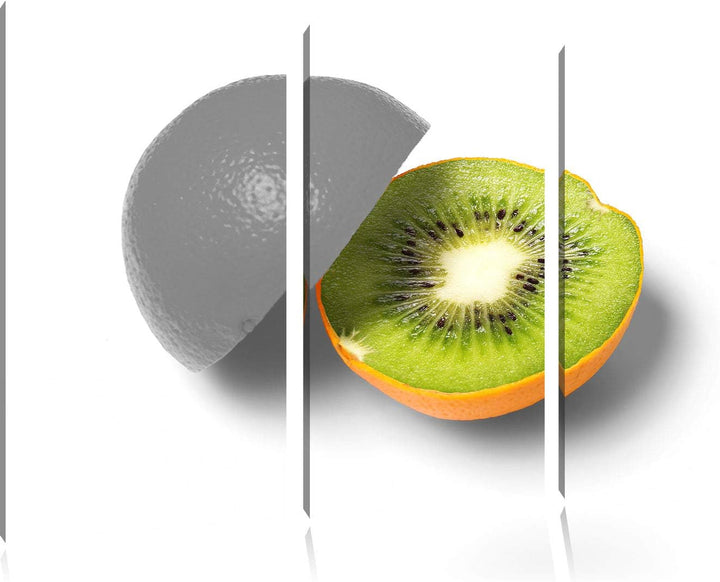 Orangen Kiwi Fruit Früchte Obst schwarz/weiss 3-Teiler Leinwandbild 120x80 Bild auf Leinwand, XXL ri
