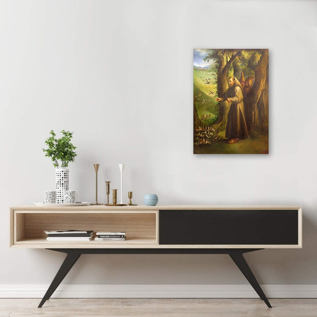 Wanddeko Franziskus von Assisi Kunst modern Bilder Braun 60x90 cm Deko Paneel 60x90 cm Braun_A, Deko