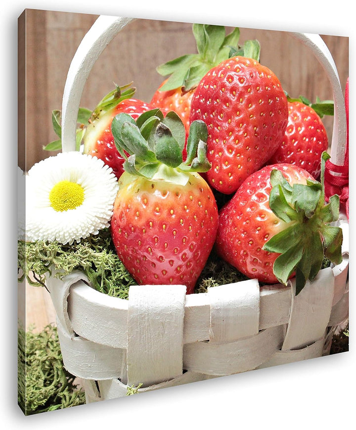 deyoli reife Erdbeeren Format: 70x70 als Leinwand, Motiv fertig gerahmt auf Echtholzrahmen, Hochwert
