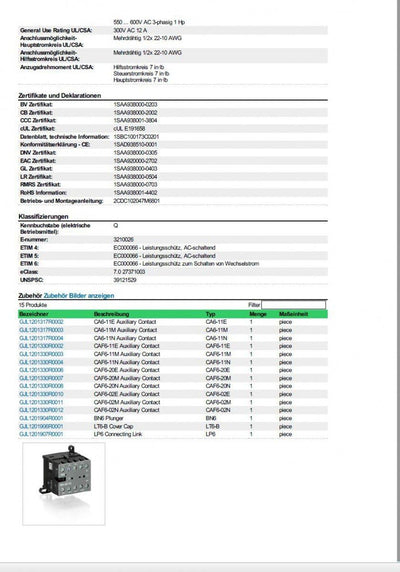 abb-entrelec B6 – minicontactor -3010 380/415 V.40/450Hz Schraube