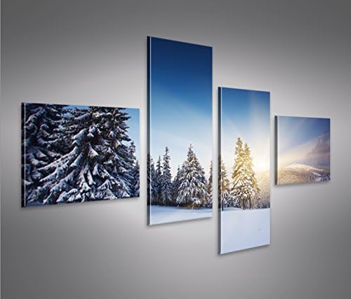 islandburner Bild Bilder auf Leinwand Winterlandschaft Alpen Berge Schnee 4L XXL Poster Leinwandbild