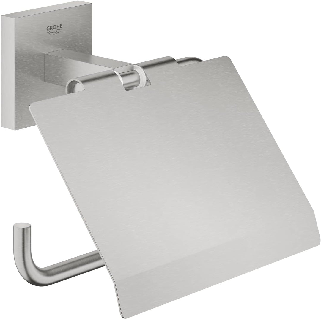 GROHE Start Cube - Papierhalter (mit Deckel, verdeckte Befestigung, Material: Metall), supersteel, 4