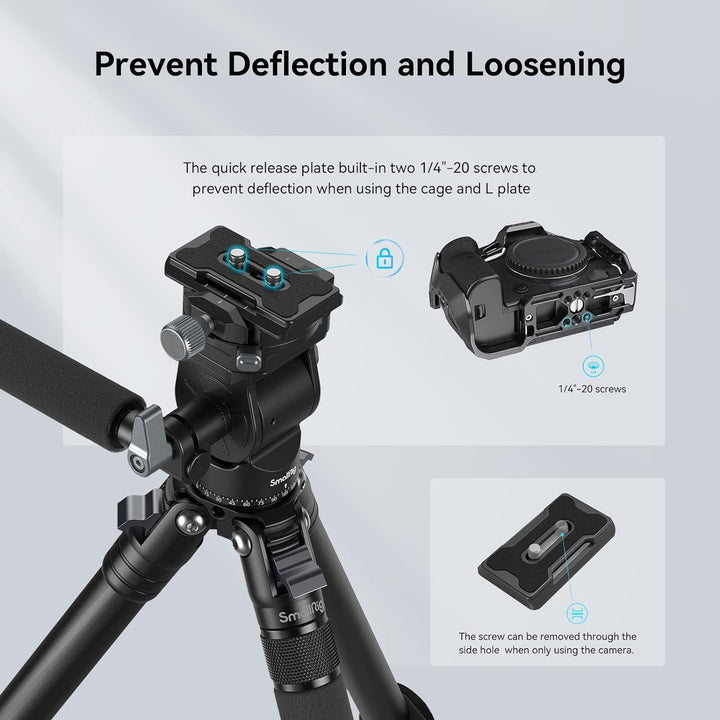 SMALLRIG Video Head Videokopf für Vertikale/Horizontale Aufnahmen, Tripod Stativ-Schwenk-Neige-Fluid