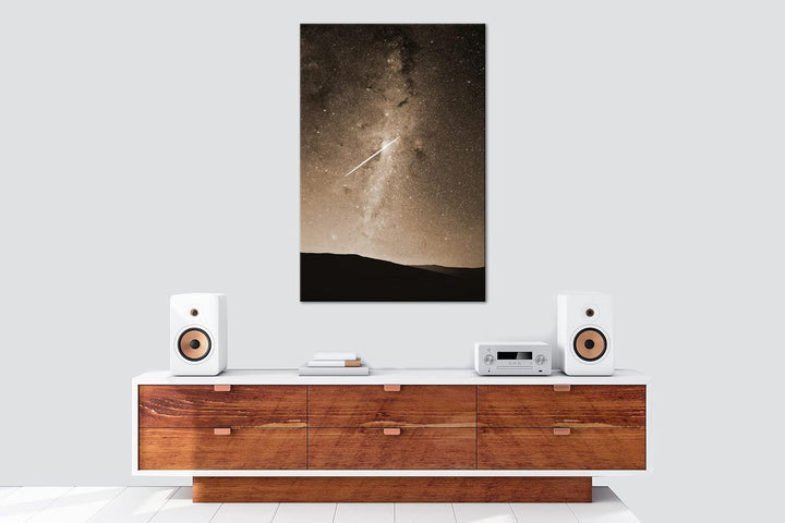 deyoli ein fallender Stern am Himmel Effekt: Sepia, Format: 80x60 als Leinwandbild, Motiv fertig ger