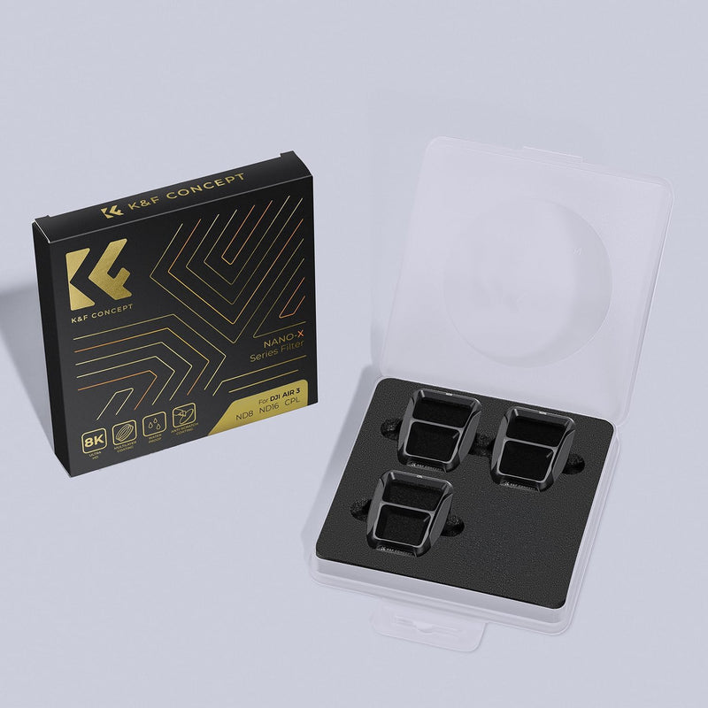 K&F Concept Air 3 ND Filtersets,3er Pack CPL,ND8, ND16 Filter kompatibel mit DJI Air 3 CPL+ND8+ND16,
