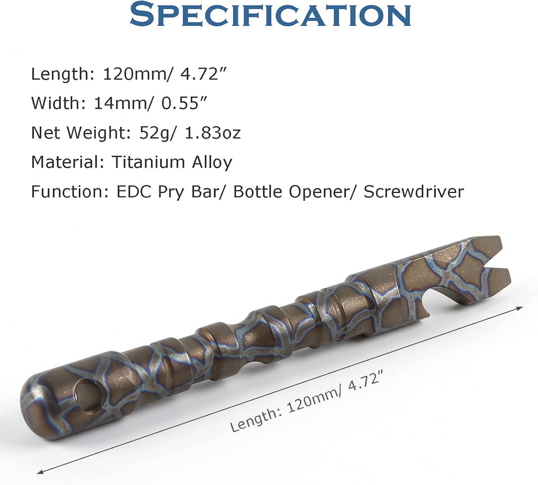 Hamans EDC Stemmeisen aus Titanlegierung, mit Flaschenöffner, Schraubendreher-Funktion, Multiwerkzeu