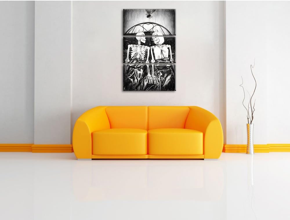 Pixxprint Horror Paar als Leinwandbild/Grösse: 3 Teilig (120x80) cm/Wandbild/Kunstdruck/fertig bespa
