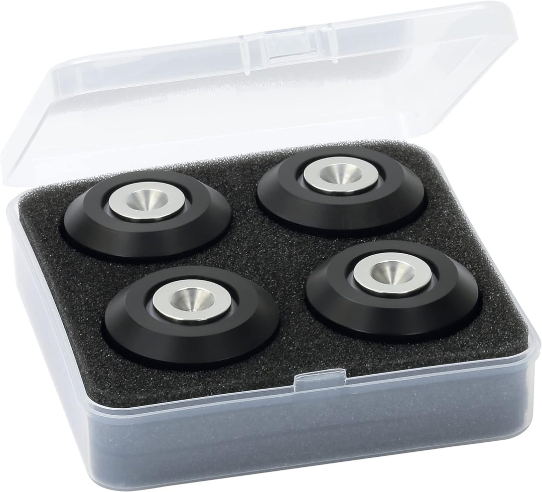 Dynavox Highend Dual-Absorber 4er-Set, Entkoppler aus Aluminium mit Zwei dämpfenden Silikongummis, A