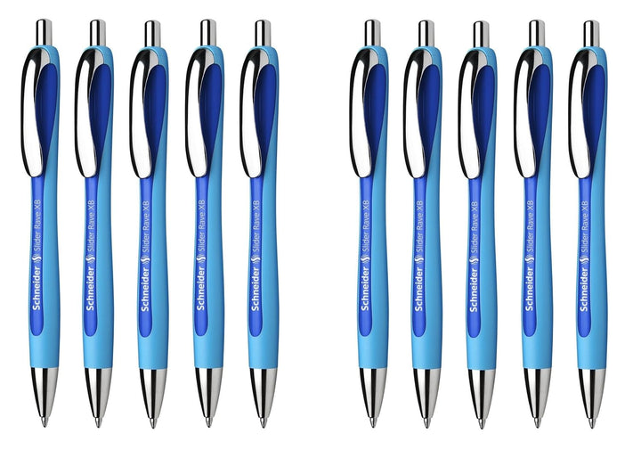 Schneider 132501 Kugelschreiber Slider Rave XB (10 Stück schwarz, 10er Pack, blau, 5