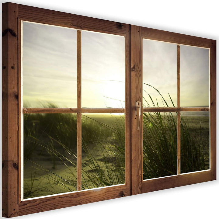 Febby Vlies Leinwandbild XXL Geschlossenes Fenster 3D-Illusion 120x80 cm Wandbild Kunst Bilder Schla