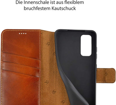 Suncase Book-Style Hülle kompatibel mit Samsung Galaxy S20 Leder Tasche (Slim-Fit) Lederhülle Handyt