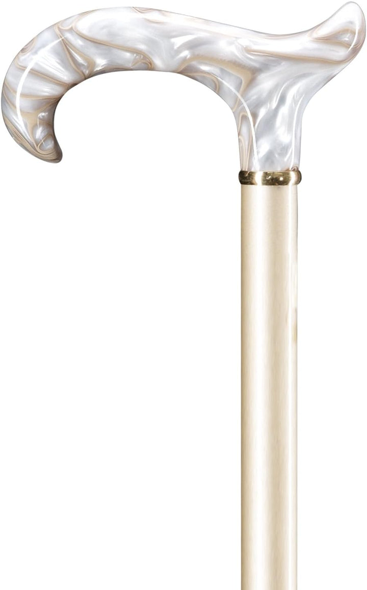 Designer Gehstock Perlmutt-Derby Holzstock hellblond