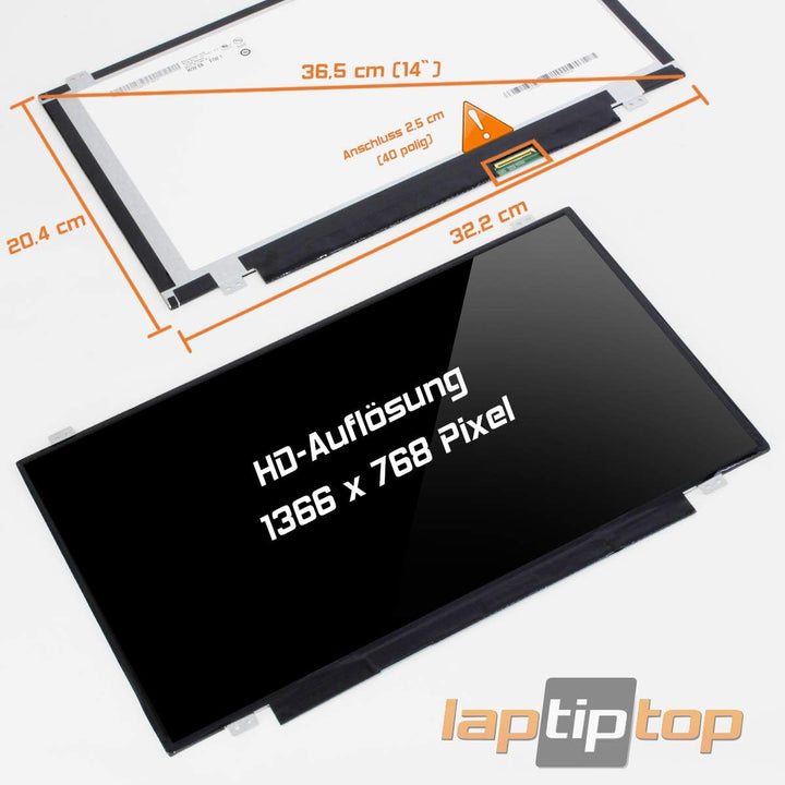 Laptiptop 14,0" LED Display Glossy passend für HP Compaq EliteBook Folio 9470m Serie Bildschirm