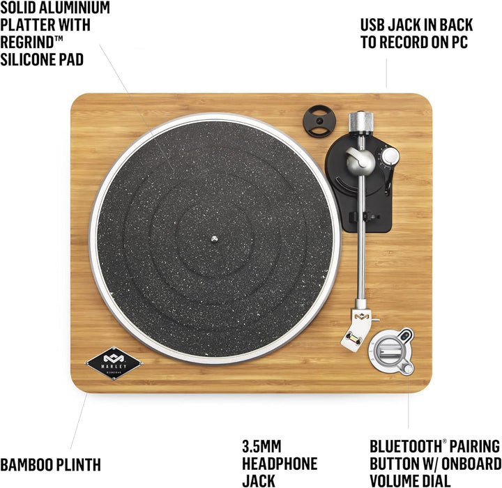 House of Marley Premium Bluetooth Plattenspieler 'Stir It Up' - Nachhaltig gefertigter Bambus Vinyl