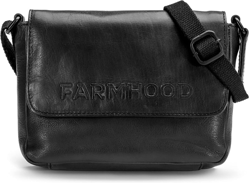 FARMHOOD Memphis Damen Umhängetasche aus Leder 22 cm - mittelgrosse Handtasche mit Reisserverschluss