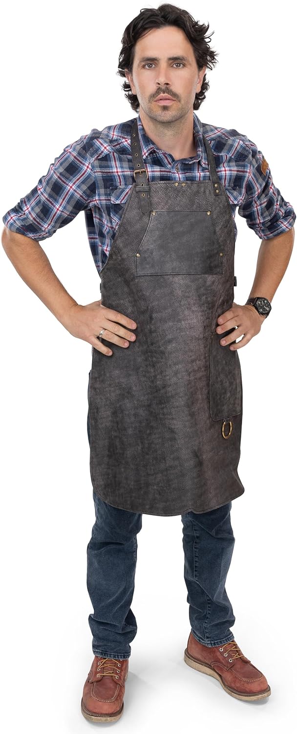 Angus Stoke Lederschürze Grillen - Vollleder Grillschürze - Vintage Leder Schürze - BBQ & Kochschürz