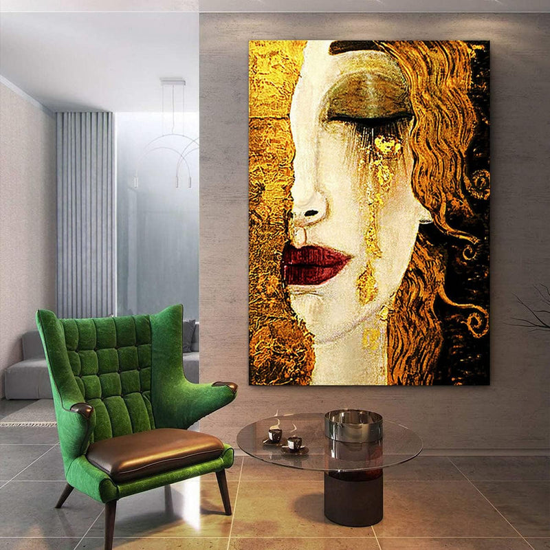 ZHONGYUTONG Gustav Klimt Träne Gemälde auf Leinwand Berühmter abstrakter Kunstdruck mit Rahmen Poste