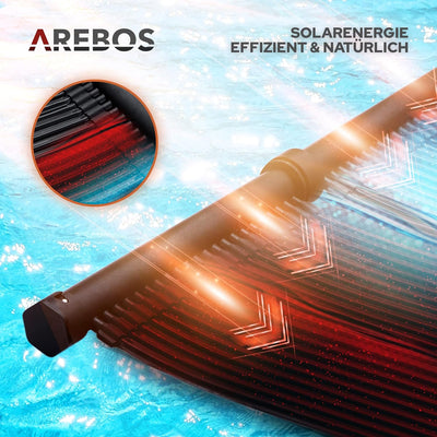 Arebos Solarheizung Solarkollektor Poolheizung | 300x66 cm | UV-beständiger Kunststoff | Schwarz | B