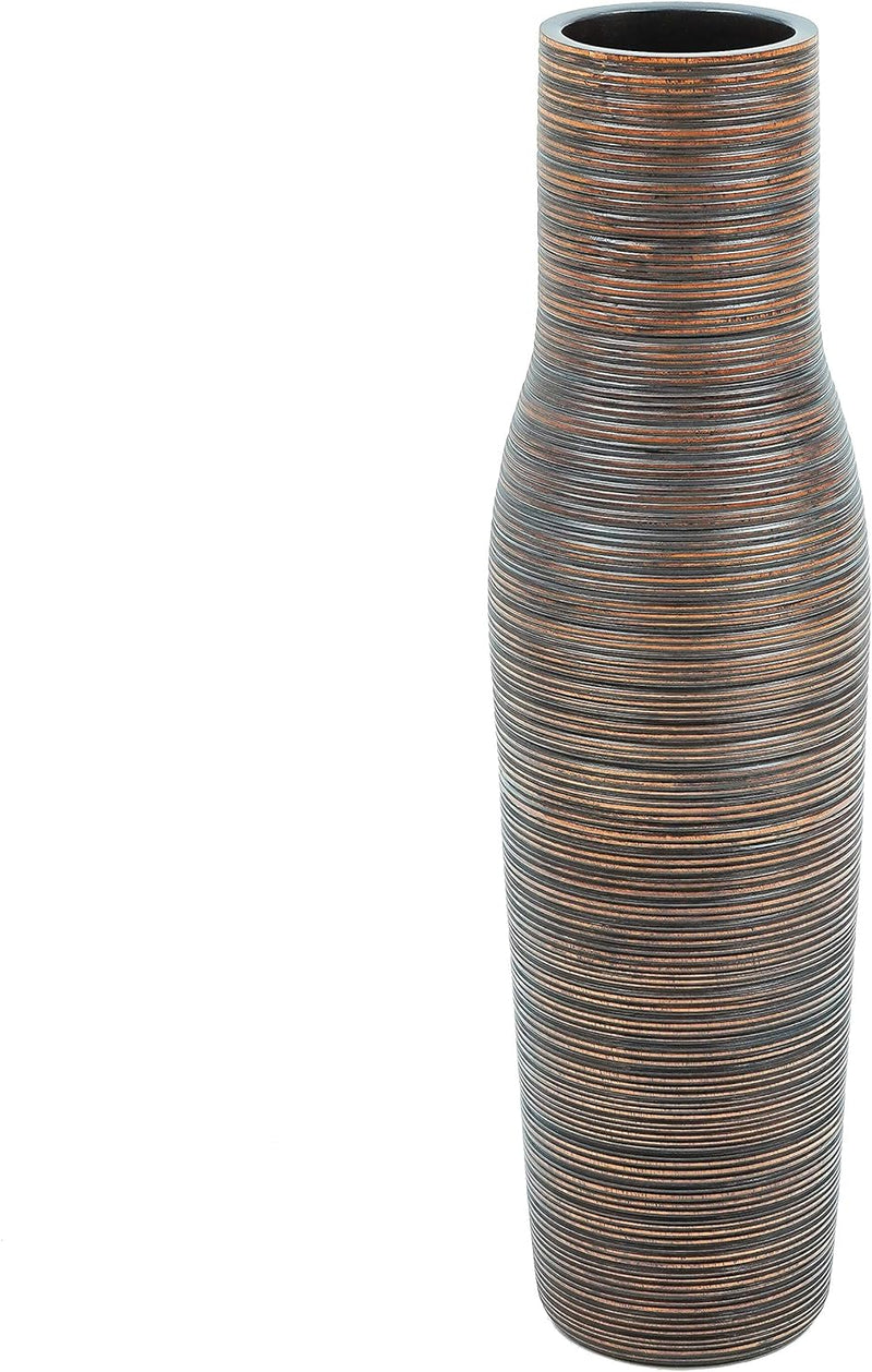 Leewadee Grosse Bodenvase für Dekozweige hohe Standvase Design Holzvase, Holz, 90 cm, braun 90 cm Br