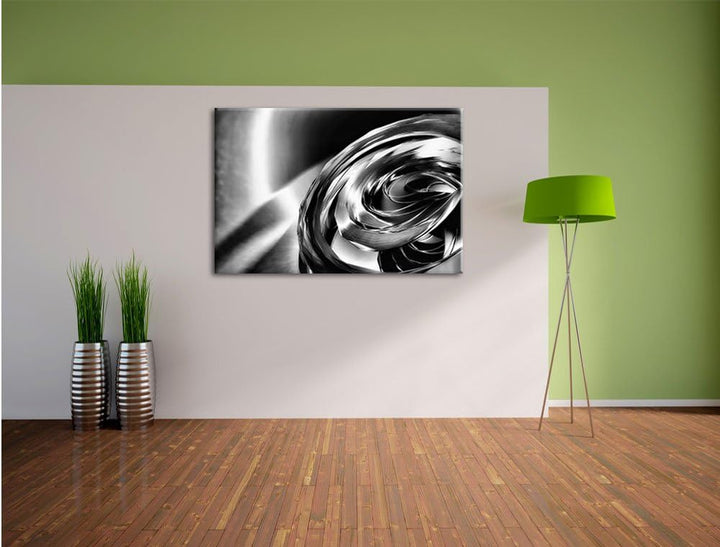 Monocrome, Abstrakte Form, Format: 100x70 auf Leinwand, XXL riesige Bilder fertig gerahmt mit Keilra