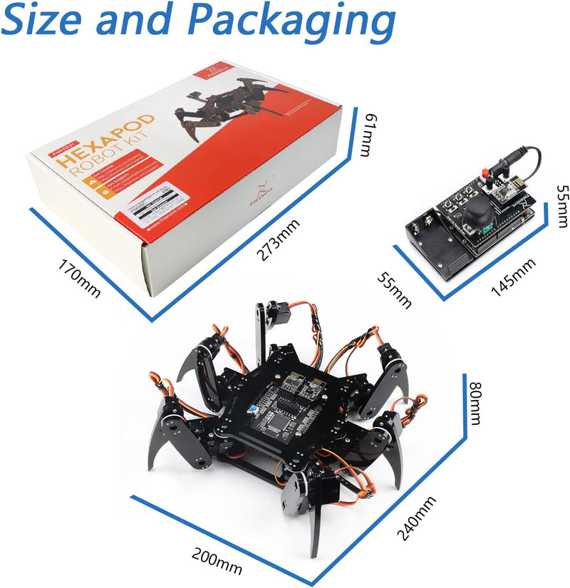 FREENOVE Hexapod Robot Kit with Remote (Compatible with Arduino IDE), App Remote Control, Walking Cr
