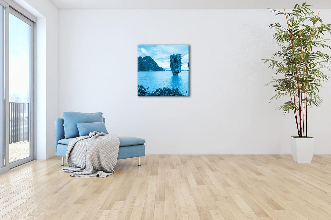 deyoli exotische Inseln in Thailand Format: 40x40 Effekt: Monocrome Blau als Leinwand, Motiv fertig