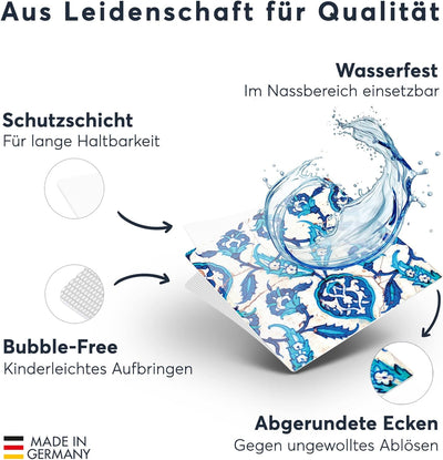 60 Stück Fliesenfolie für Küche und Bad 15x15 cm - Mosaikfliesen, Fliesensticker - selbstklebende Fl