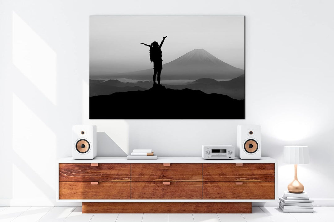 verspürende Freiheit über den Bergen Effekt: Schwarz&Weiss,Format: 80x60 als Leinwandbild, Motiv fer