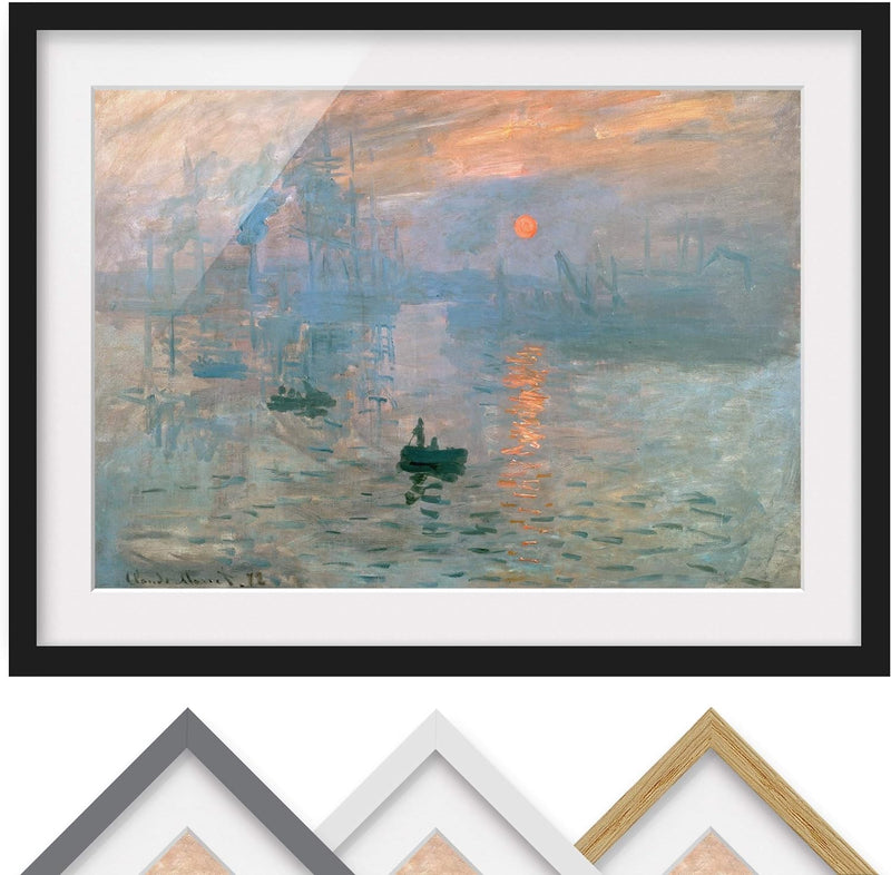 Bild mit Passepartout - Claude Monet - Impression - Farbe Schwarz 40 x 55cm 40cm x 55cm Schwarz, 40c