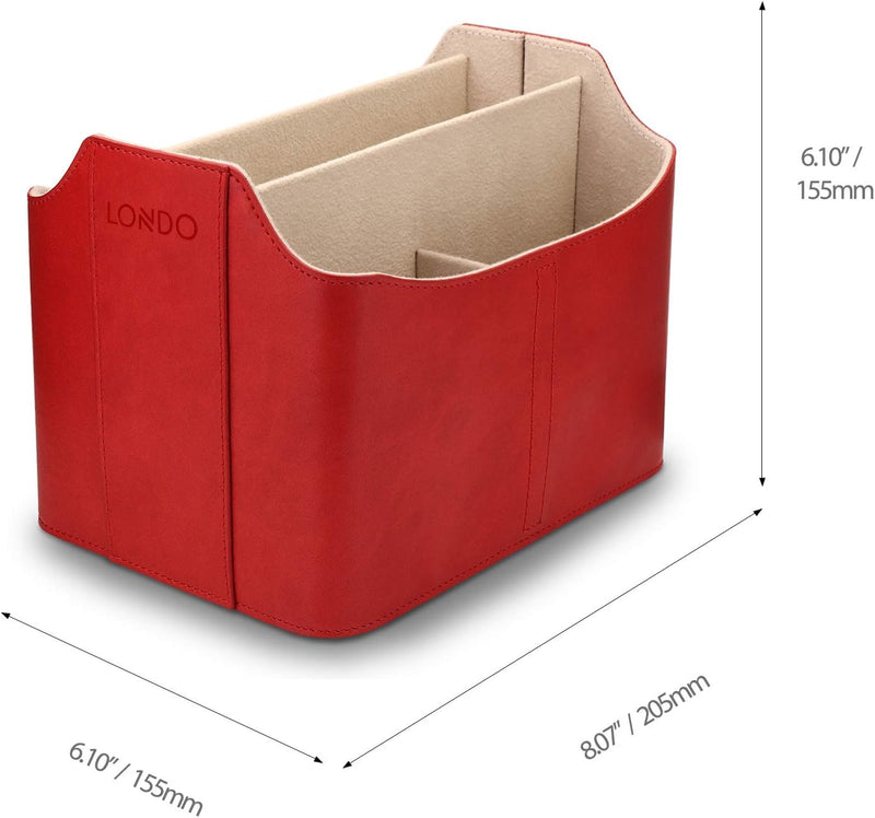 Londo Leder Fernbedienung Organizer und Halter (Rot) & Leder Taschenleerer - Vide Poche - Ledertable