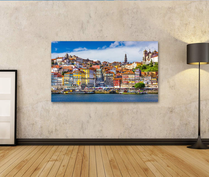 Bild Bilder auf Leinwand Altstadtsilhouette von der Anderen Seite des Douro in Porto Portugal Wandbi