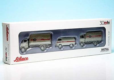 Schuco 452655300 H0 Mercedes Benz, Volkswagen, Hanomag 3er-Set DB Stueckgut MB L322, Hanomag F55, VW