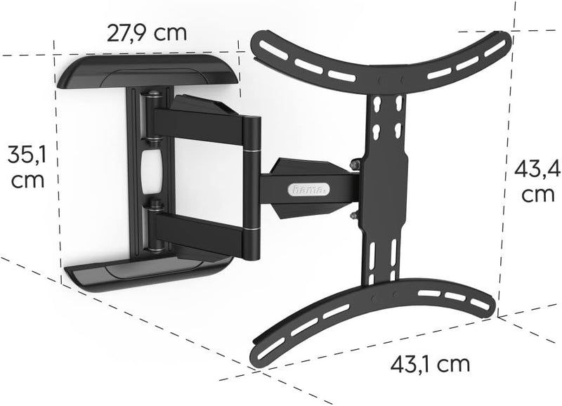 Hama TV-Wandhalterung (neigbar, schwenkbar, vollbeweglich für Fernseher von 32 bis 65 Zoll (81 cm bi