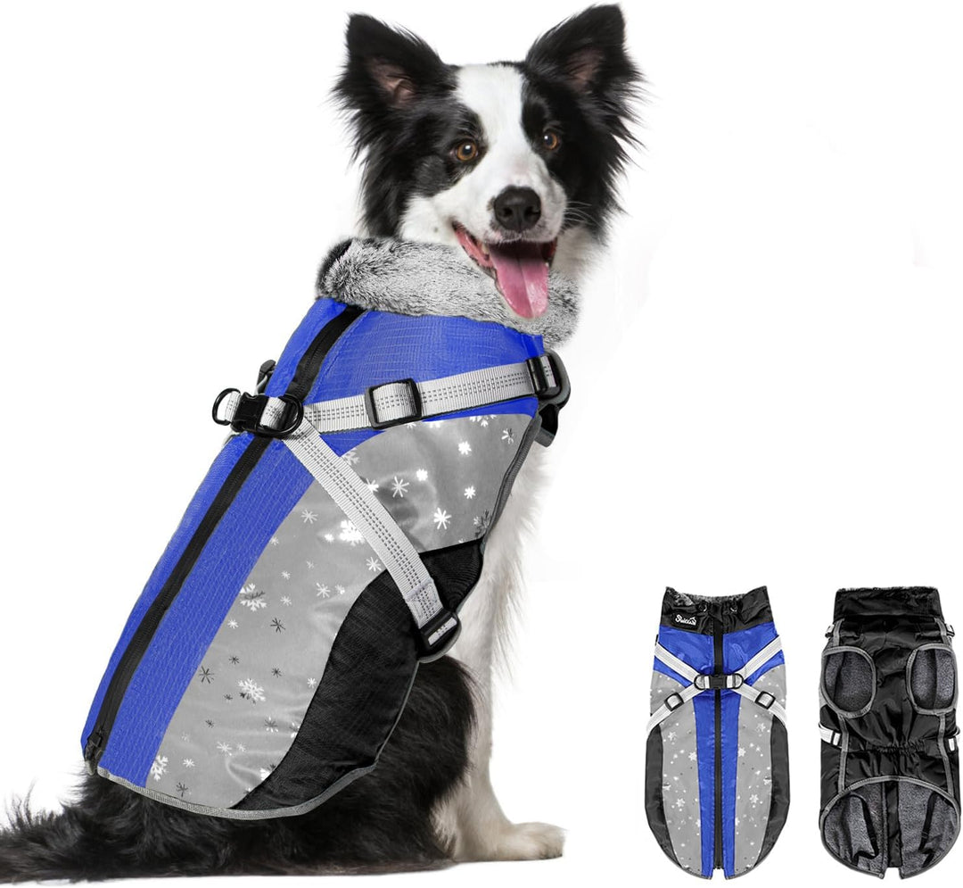 Eyein Hundemantel Winter, Wasserdichter Fleece Hundemantel mit Geschirr für kleine, mittlere und gro
