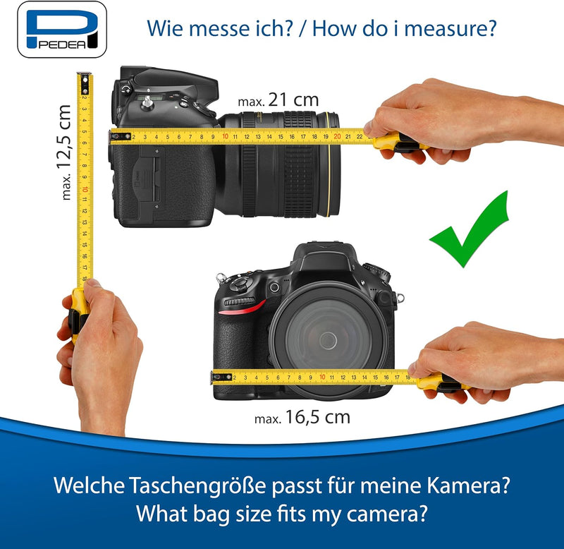 PEDEA DSLR-Kameratasche "Essex" mit Displayschutzfolie für Canon EOS 5DS R M6 M100 100D G1X Mark III