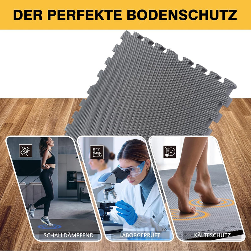 BodenMax Bodenschutzmatte Puzzle RUTSCHFEST OBEN + UNTEN [+100% mehr Schutz] | Sportmatten Unterlegm