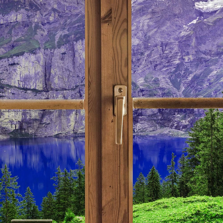 Febby Vlies Leinwandbild XXL Blick Durchs Fenster 3D-Effekt 120x80 cm Wandbild Kunst Bilder Schlafzi