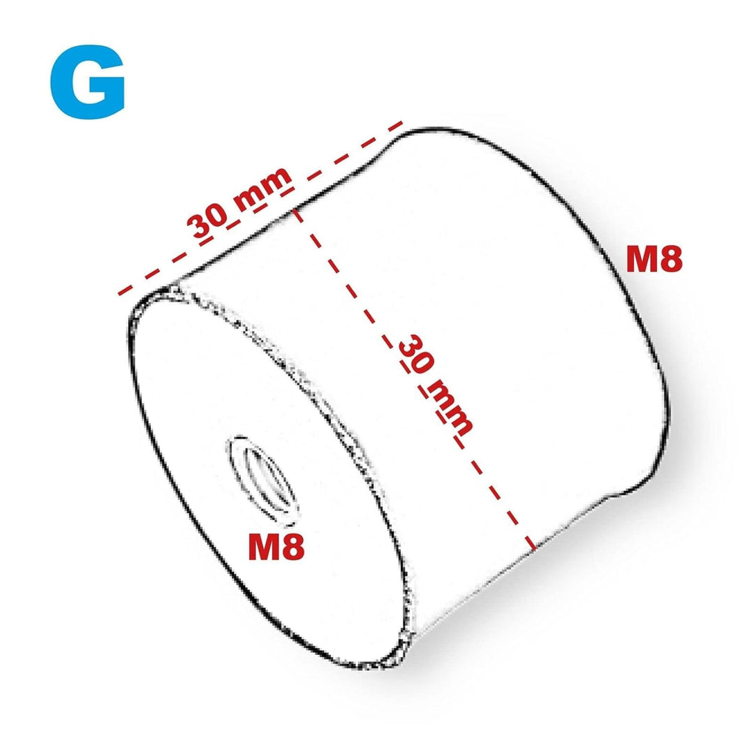 4x Gummipuffer Anti-Vibartion Schwingungsdämpfer Silentblock Maschinenfüsse Metall Gewinde ((G) M8 I