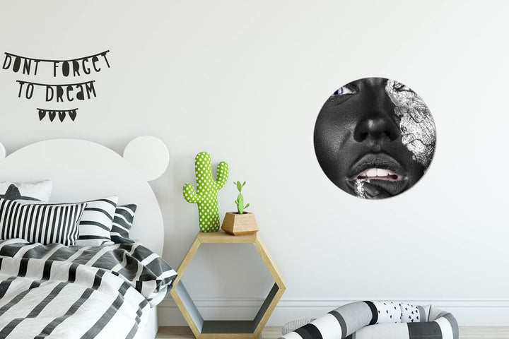 MuchoWow Wandbild Rund Wanddeko Deko Wohnzimmer Bilder 30x30 cm Silber - Weiblich - Schwarz, 30x30 c