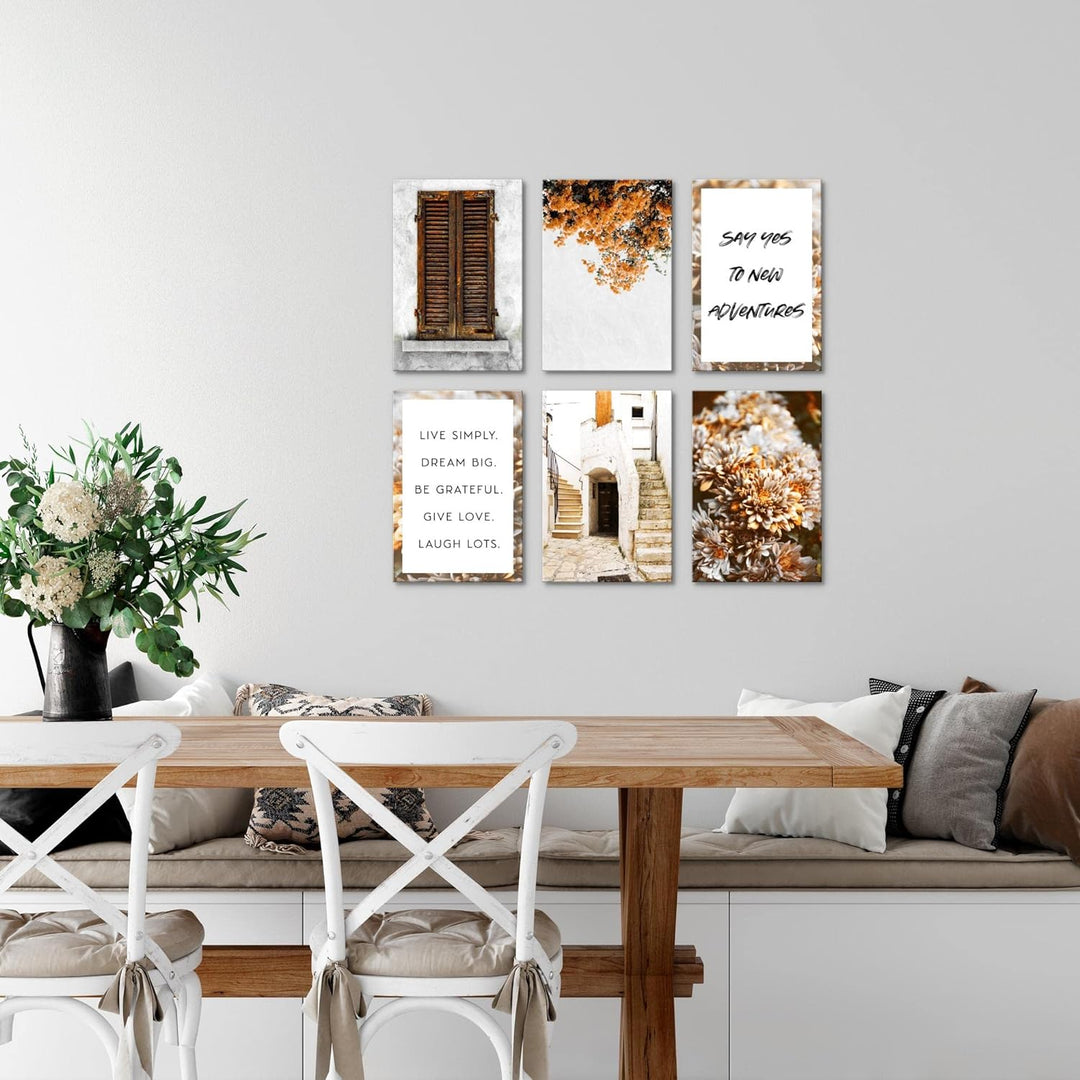 Novart Wandbilder Set - KOMPLETT AUFHÄNGFERTIG - Made in Germany - Moderne Bilder Blumen Zitate Mädc