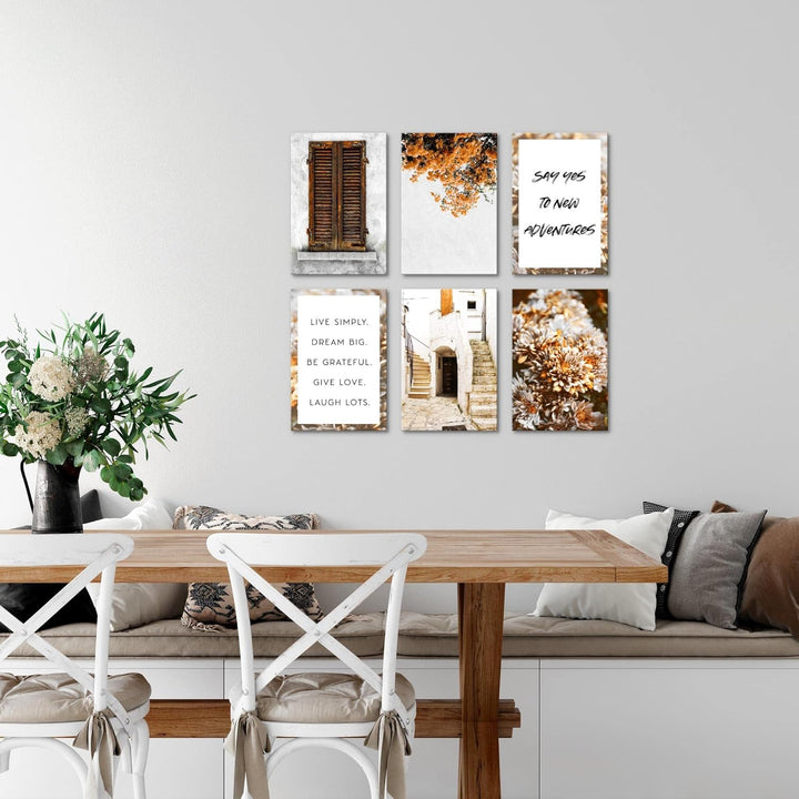 Novart Wandbilder Set - KOMPLETT AUFHÄNGFERTIG - Made in Germany - Moderne Bilder Blumen Zitate Mädc