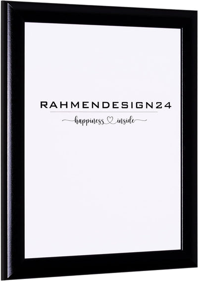 Rahmendesign24 Bilderrahmen Fiona 50x70 (POSTERFORMAT) Schwarz (Hochglanz) Fotorahmen, Wechselrahmen