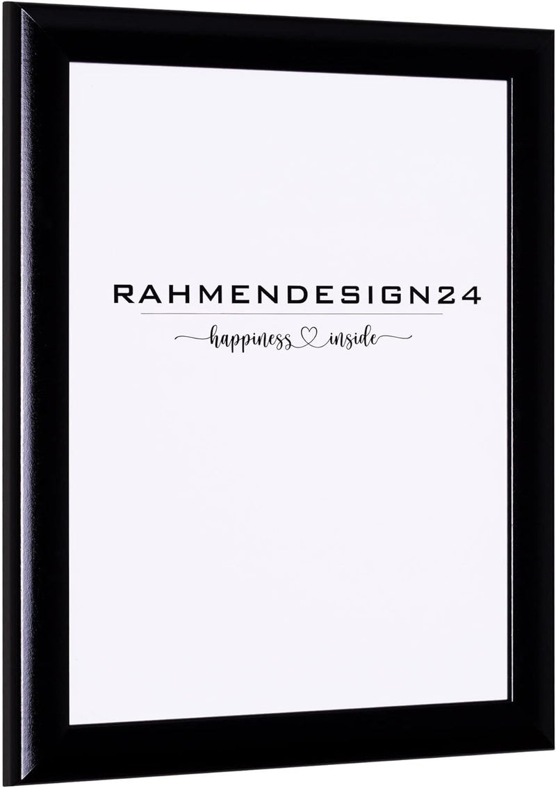 Rahmendesign24 Bilderrahmen Fiona 50x70 (POSTERFORMAT) Schwarz (Hochglanz) Fotorahmen, Wechselrahmen